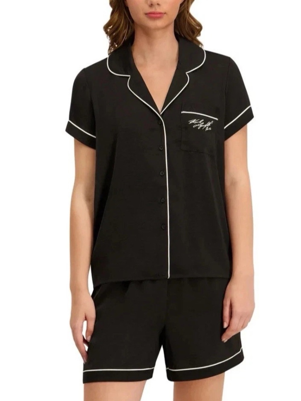 Karl Lagerfeld Paris Women's Black Short Set Pajama Size XXL